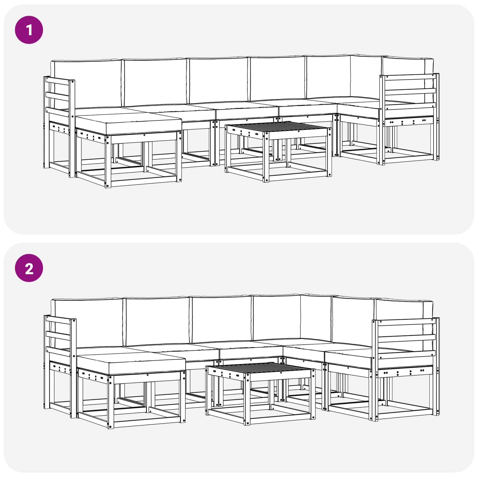 Zunanja garnitura za sedenje 8 pcs Naravna in antracitna - slika 9