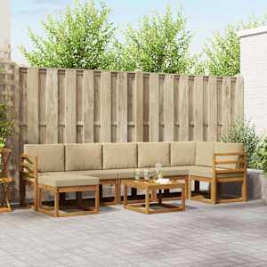 Zunanja garnitura za sedenje z blazino 8 pcs Naravna in bež
