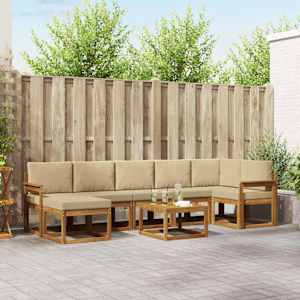 Zunanja garnitura za sedenje z blazino 8 pcs Naravna in bež