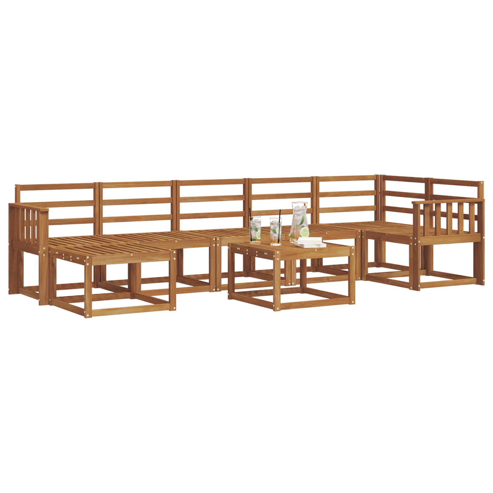 Buiten bankenset 8 pcs Naturel Massief Acaciahout image 3