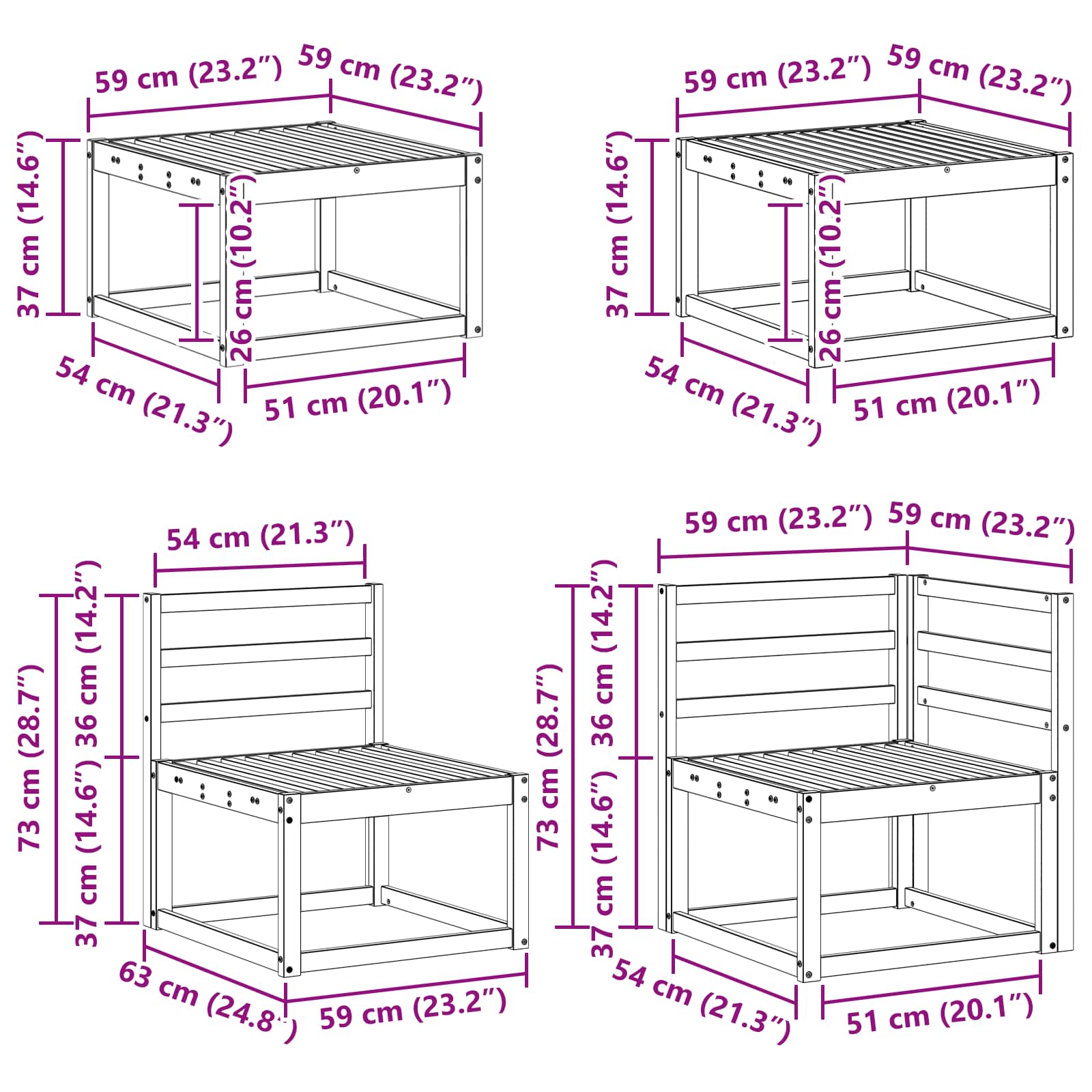 Buiten bankenset 8 pcs Naturel Massief Acaciahout image 12