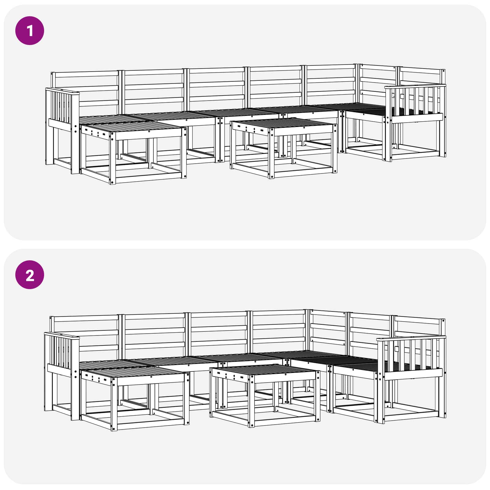 Buiten bankenset 8 pcs Naturel Massief Acaciahout image 10