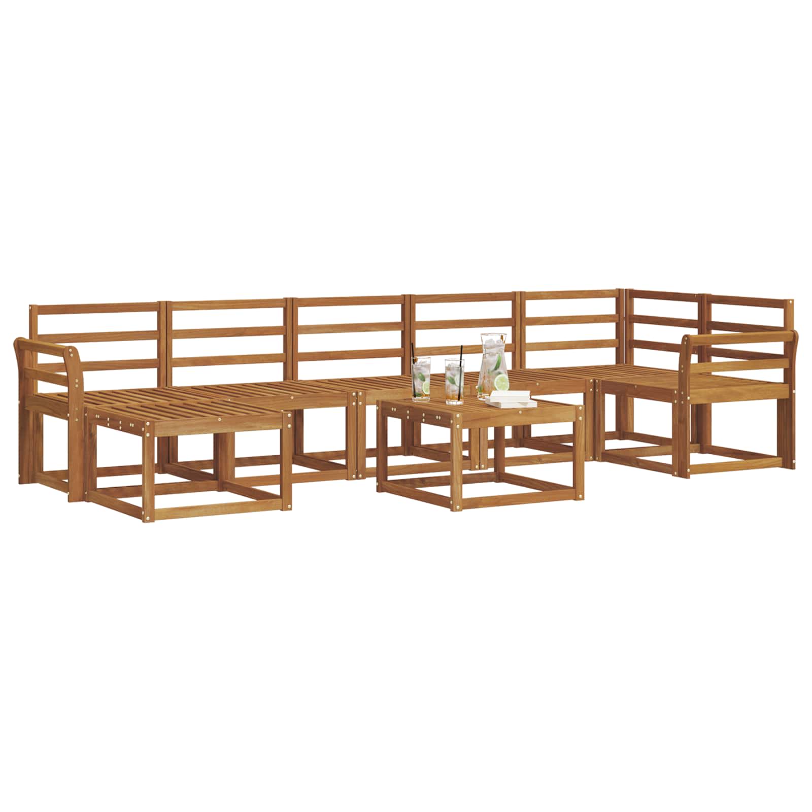 Buiten bankenset 8 pcs Naturel Massief Acaciahout image 3