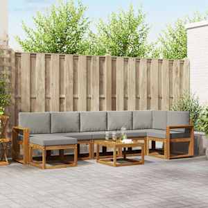 Zunanja garnitura za sedenje 8 pcs Naravna in svetlo siva