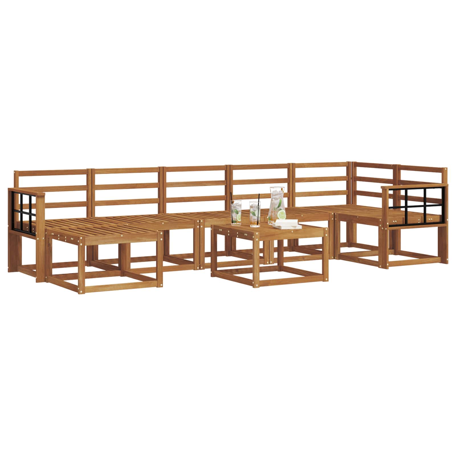 Buiten bankenset 8 pcs Naturel Massief Acaciahout image 3