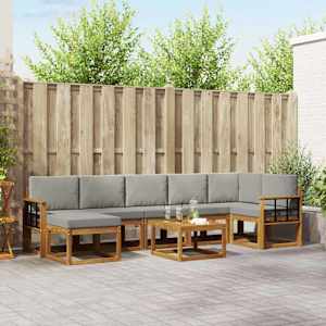 Zunanja garnitura za sedenje 8 pcs Naravna in svetlo siva