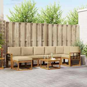 Zunanja garnitura za sedenje z blazino 8 pcs Naravna in bež