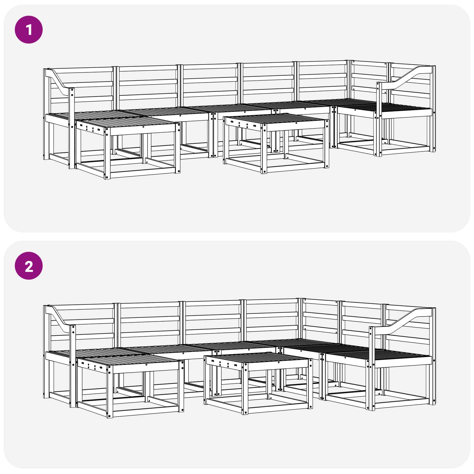 Buiten bankenset 8 pcs Naturel Massief Acaciahout image 10
