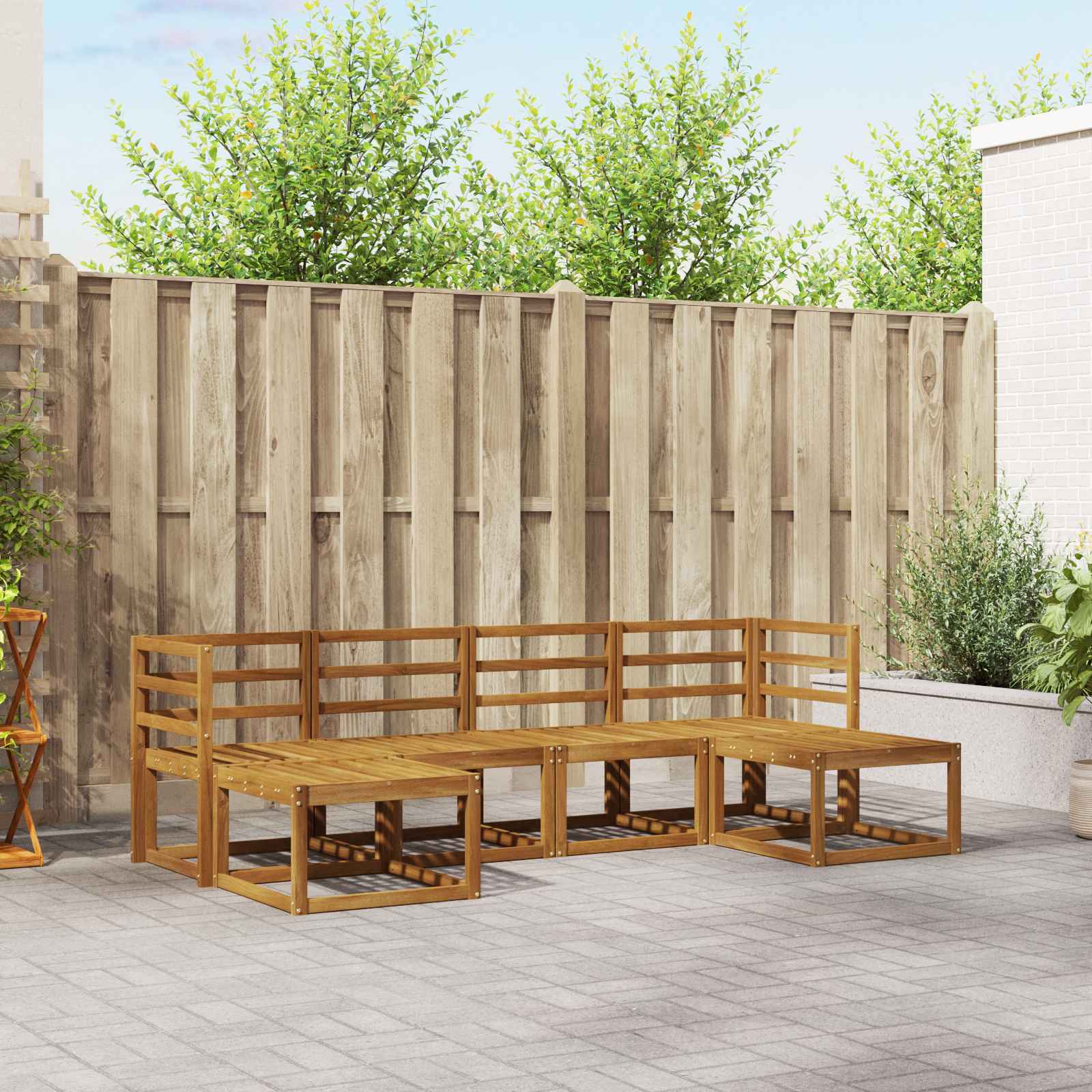 Buiten bankenset 6 pcs Naturel Massief Acaciahout image 1