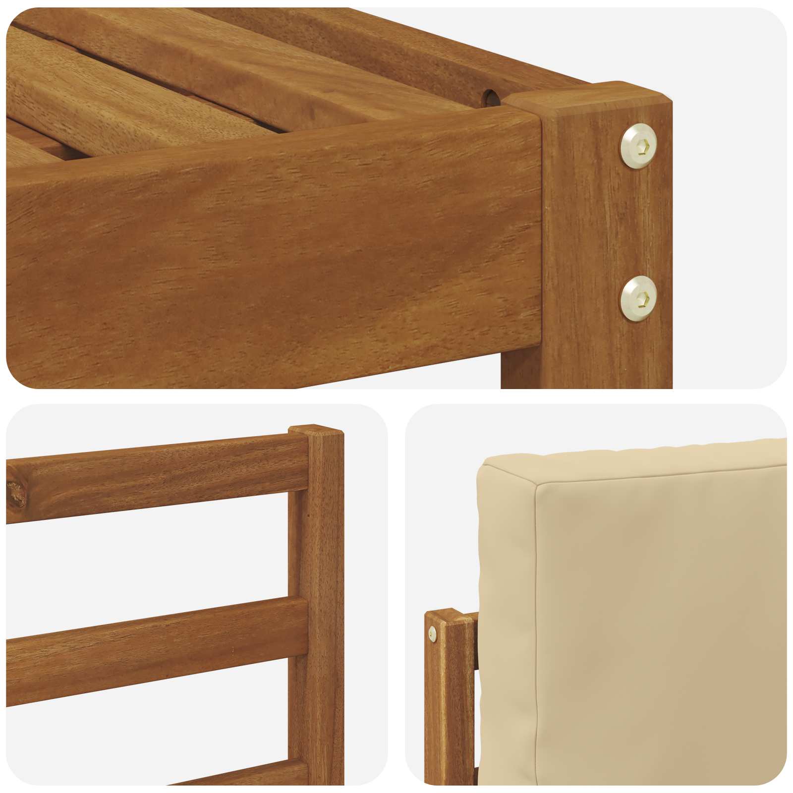 Zunanja garnitura za sedenje z blazino 6 pcs Naravna in bež - slika 5