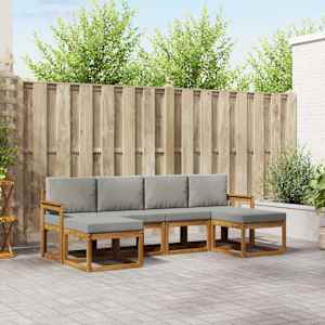 Zunanja garnitura za sedenje 6 pcs Naravna in svetlo siva