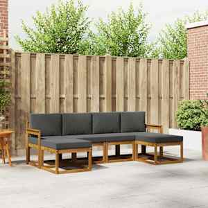 Zunanja garnitura za sedenje 6 pcs Naravna in antracitna