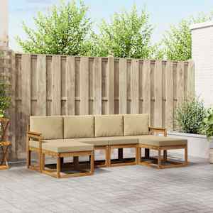 Zunanja garnitura za sedenje z blazino 6 pcs Naravna in bež