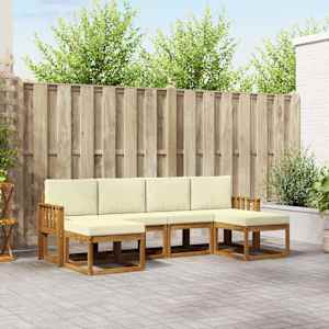 Zunanja garnitura za sedenje z blazino 6 pcs Naravna in smetana