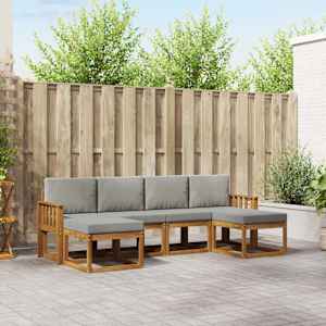 Zunanja garnitura za sedenje 6 pcs Naravna in svetlo siva