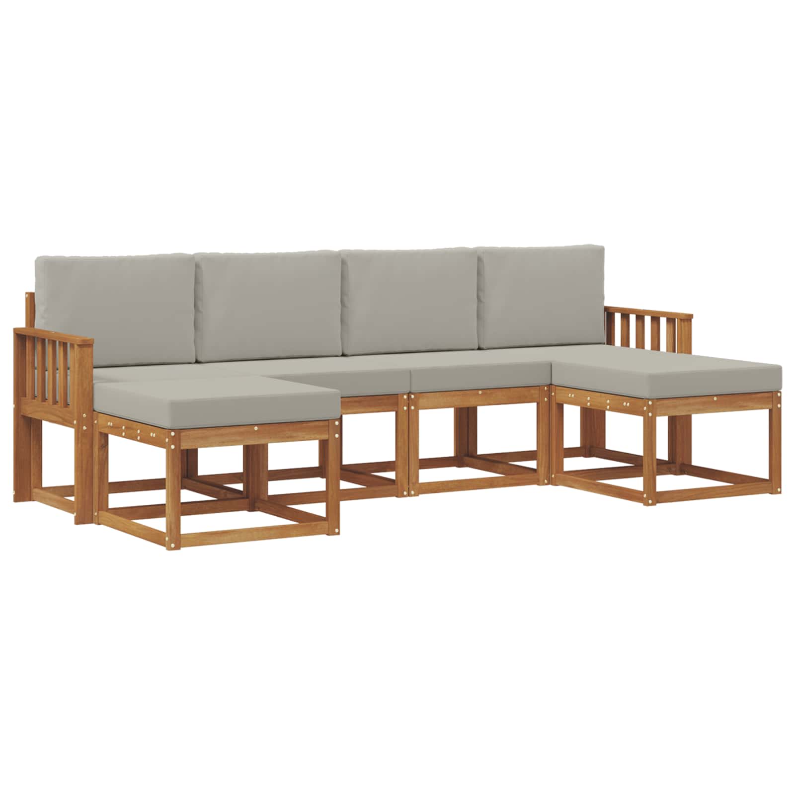 Zunanja garnitura za sedenje 6 pcs Naravna in svetlo siva - slika 2