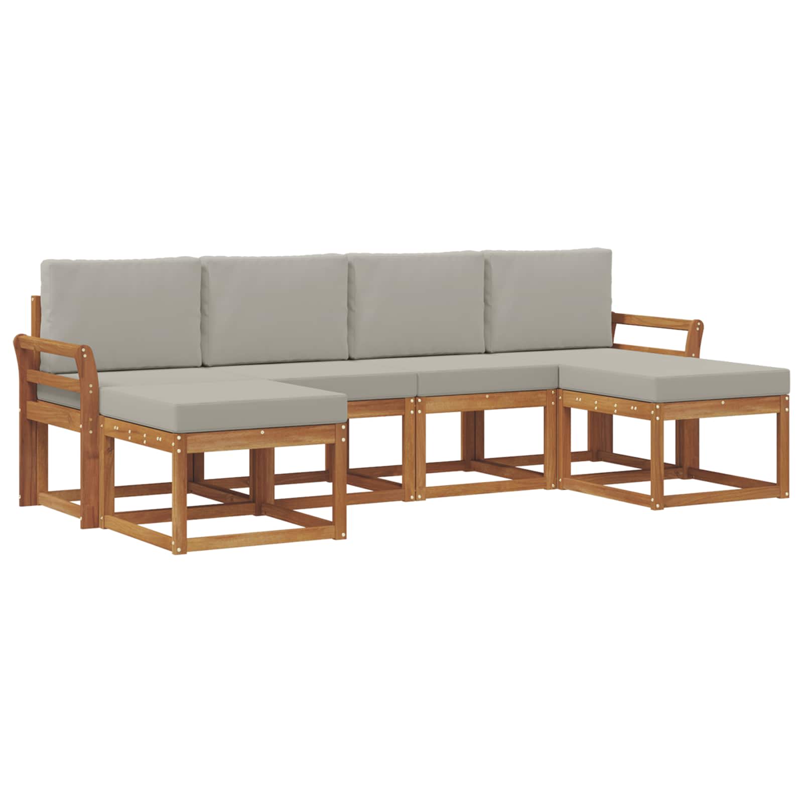 Zunanja garnitura za sedenje 6 pcs Naravna in svetlo siva - slika 2