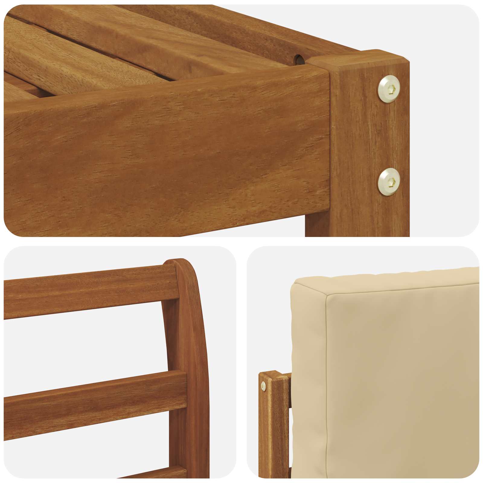 Zunanja garnitura za sedenje z blazino 6 pcs Naravna in bež - slika 5