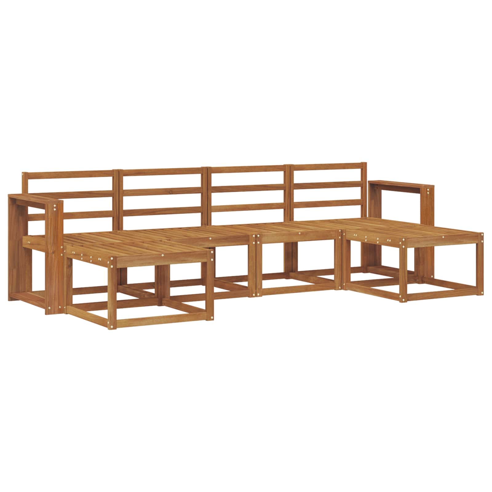 Zunanja garnitura za sedenje 6 pcs Naravna Konstruiran les - slika 2