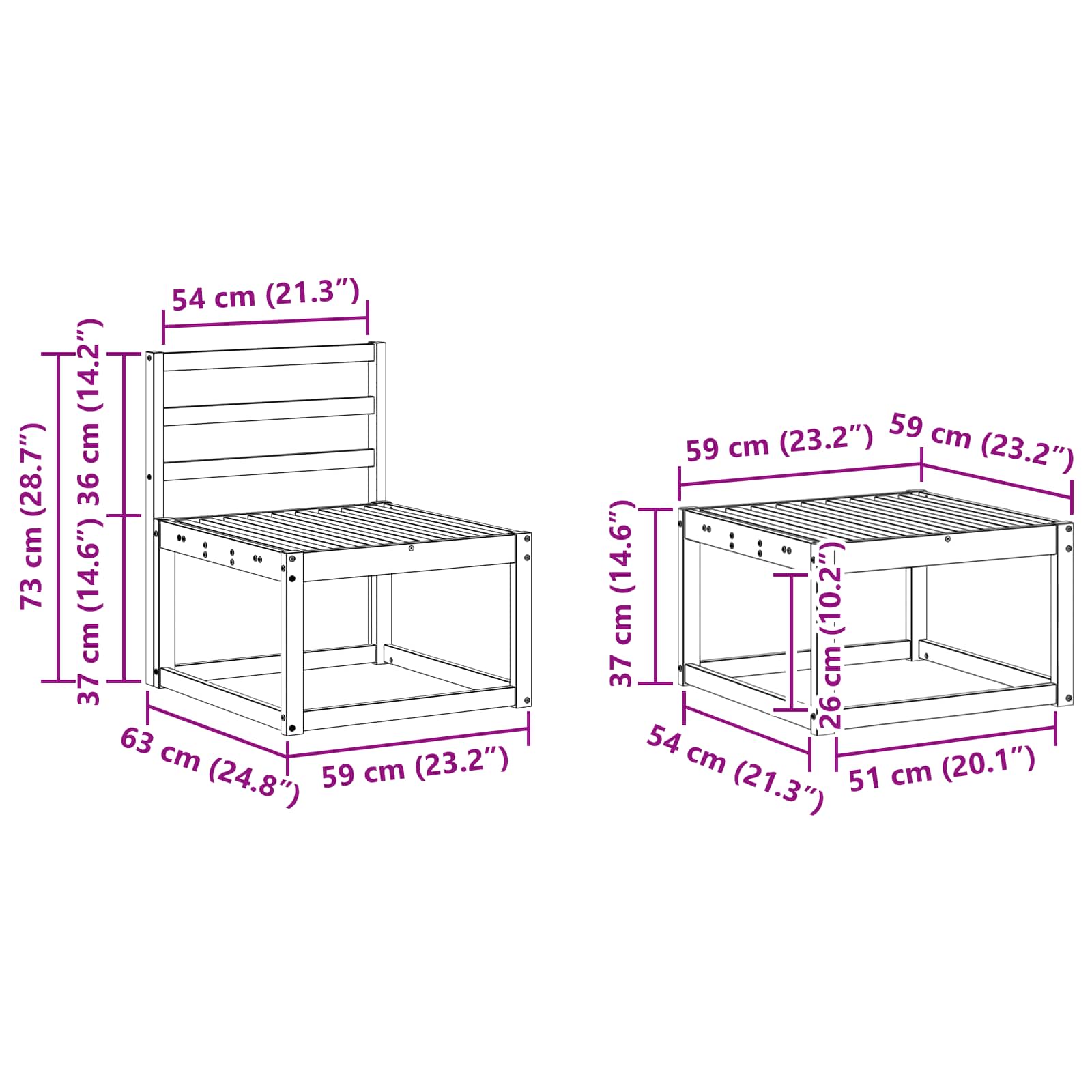Zunanja garnitura za sedenje 6 pcs Naravna Konstruiran les - slika 8