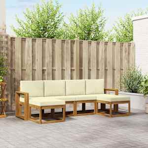 Zunanja garnitura za sedenje z blazino 6 pcs Naravna in smetana