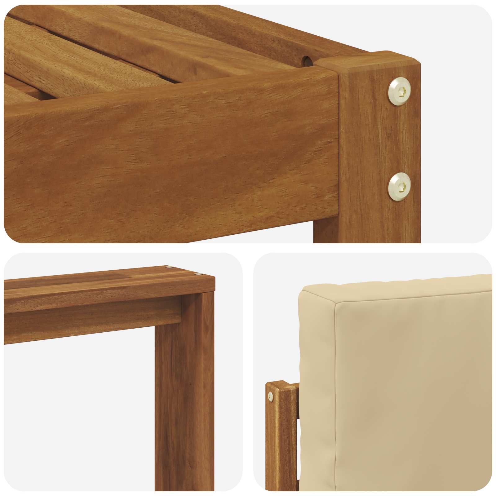 Zunanja garnitura za sedenje z blazino 6 pcs Naravna in bež - slika 5