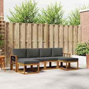 Zunanja garnitura za sedenje 6 pcs Naravna in antracitna