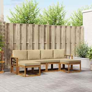 Zunanja garnitura za sedenje z blazino 6 pcs Naravna in bež