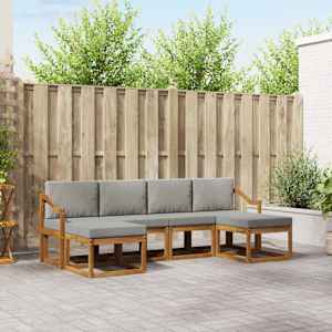 Zunanja garnitura za sedenje 6 pcs Naravna in svetlo siva