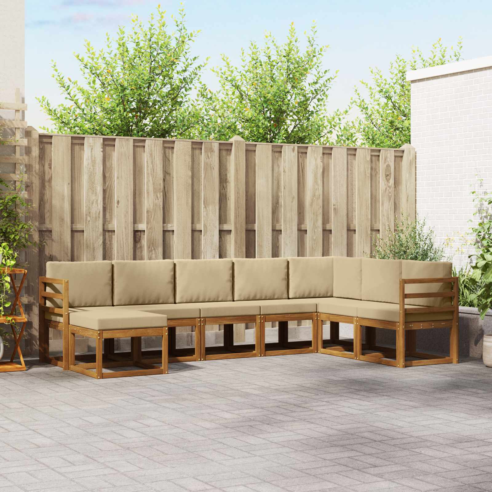 vidaXL Outdoor-Sofagarnitur mit Kissen 8 pcs Natur und Beige