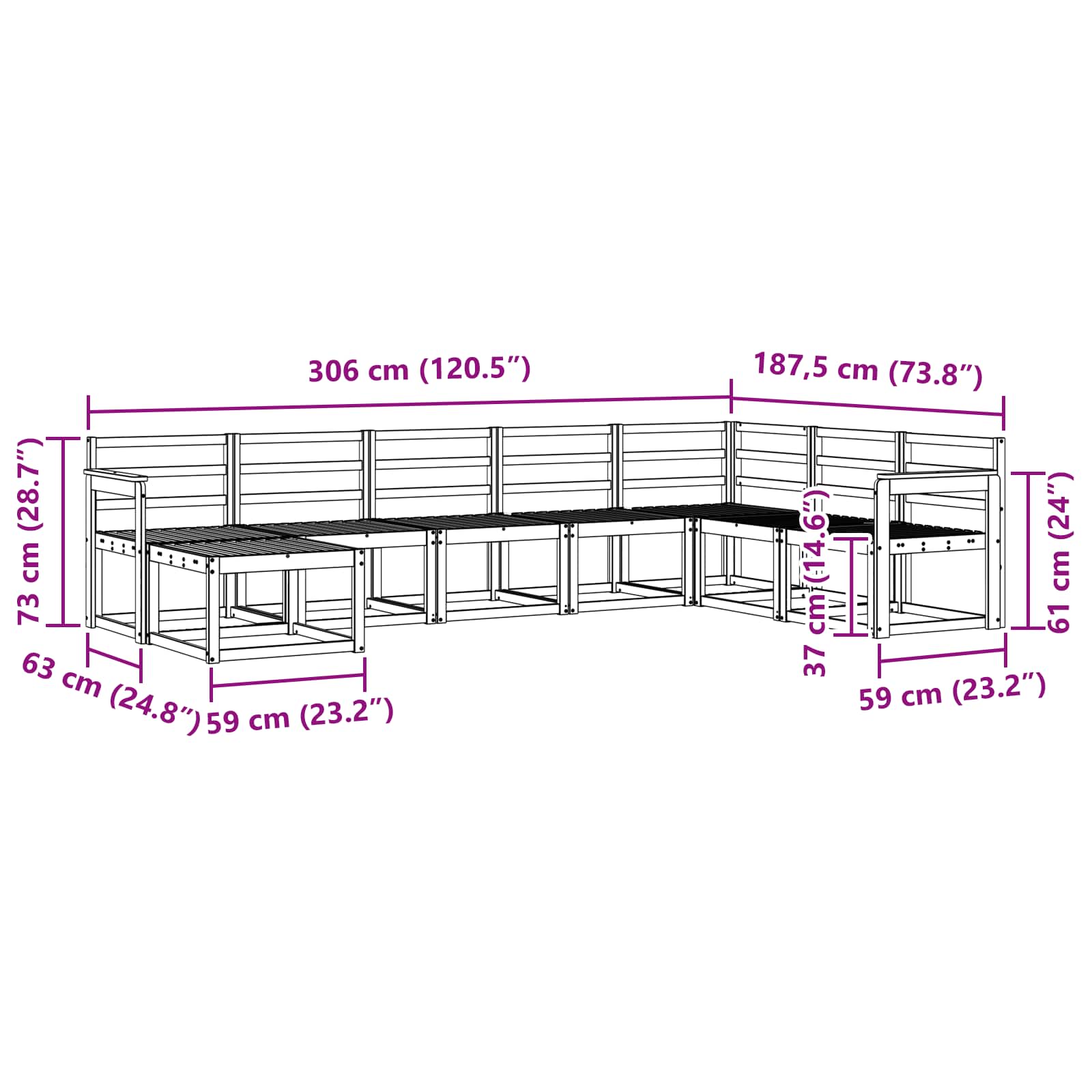 Zunanja garnitura za sedenje 8 pcs Naravna Masiven les akacije - slika 7