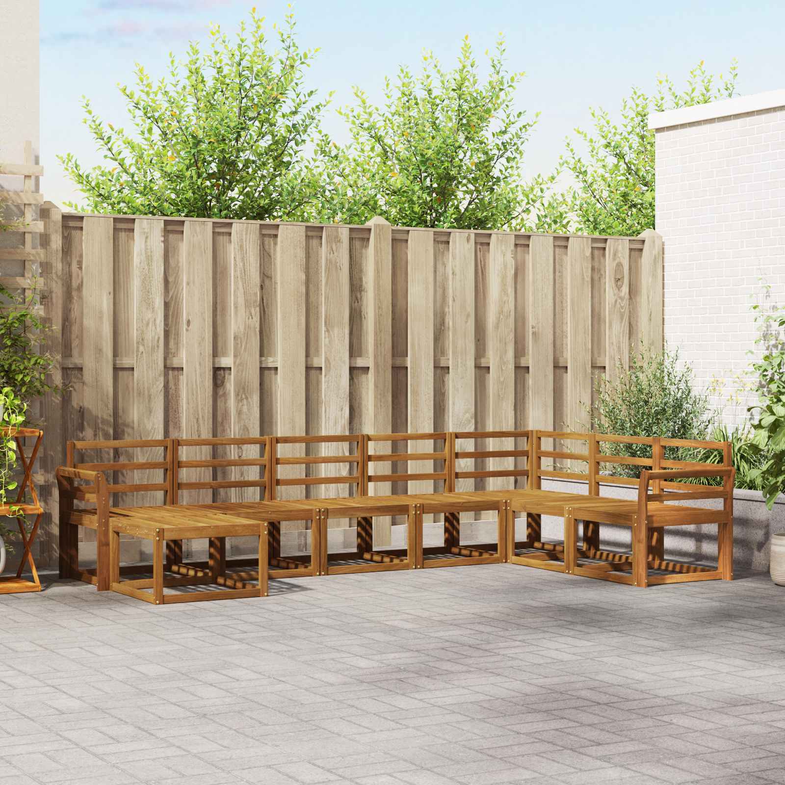 Buiten bankenset 8 pcs Naturel Massief Acaciahout image 1