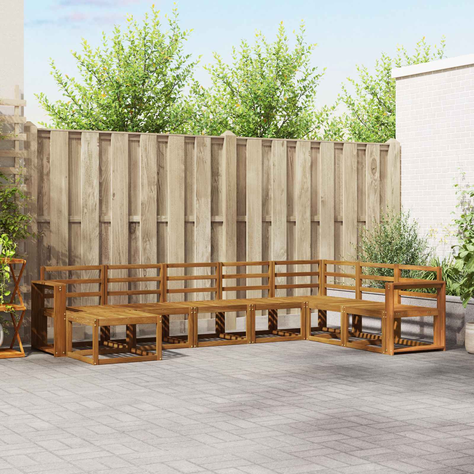 Buiten bankenset 8 pcs Naturel Massief Acaciahout image 1