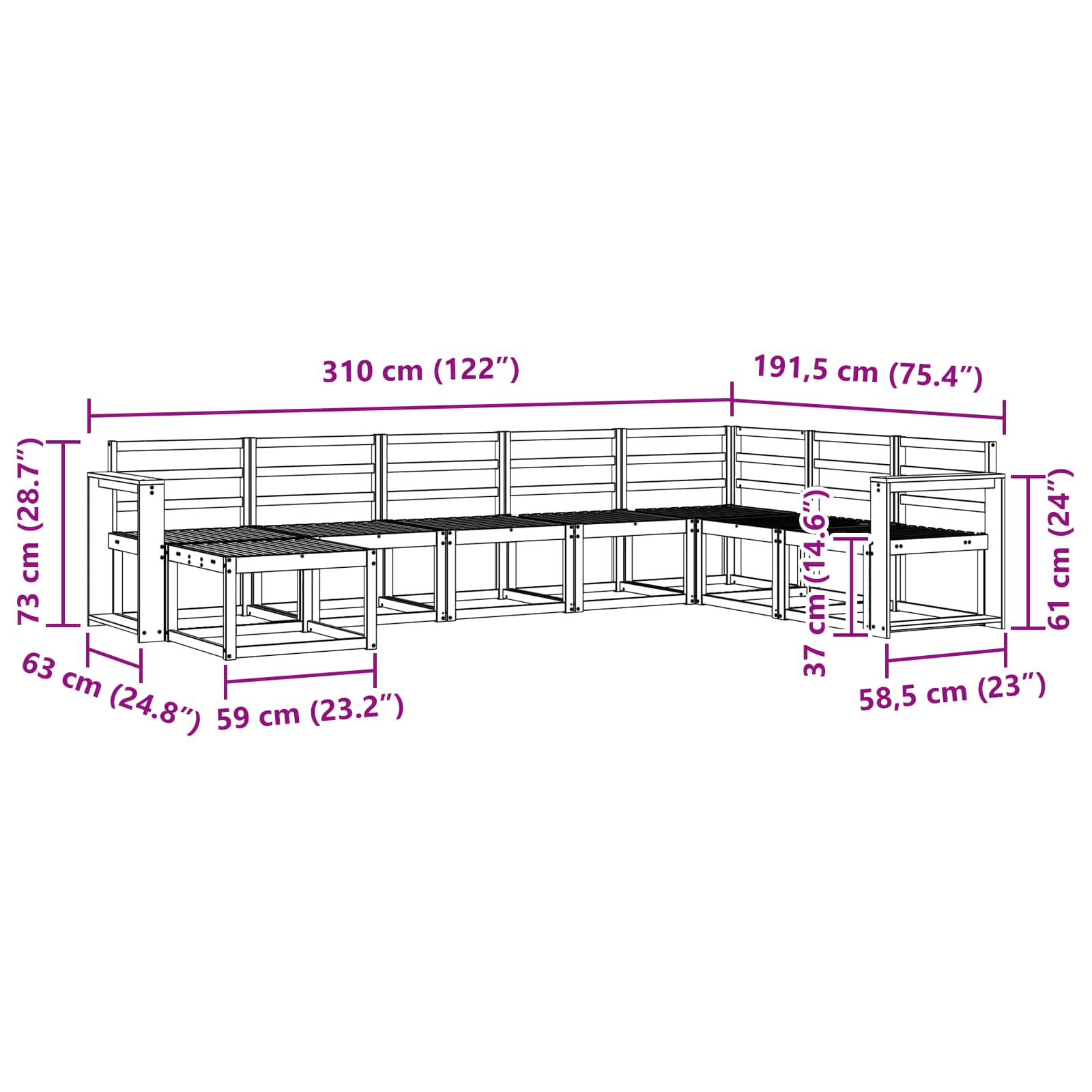 Buiten bankenset 8 pcs Naturel Massief Acaciahout image 8