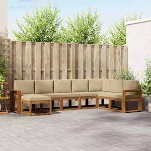 Zunanja garnitura za sedenje z blazino 8 pcs Naravna in bež