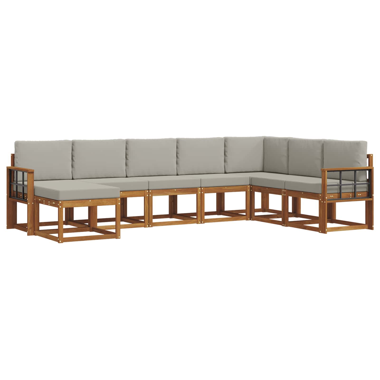 Zunanja garnitura za sedenje 8 pcs Naravna in svetlo siva - slika 3