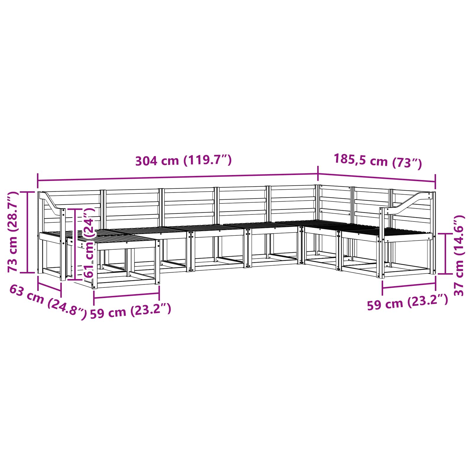 Zunanja garnitura za sedenje 8 pcs Naravna Masiven les akacije - slika 8