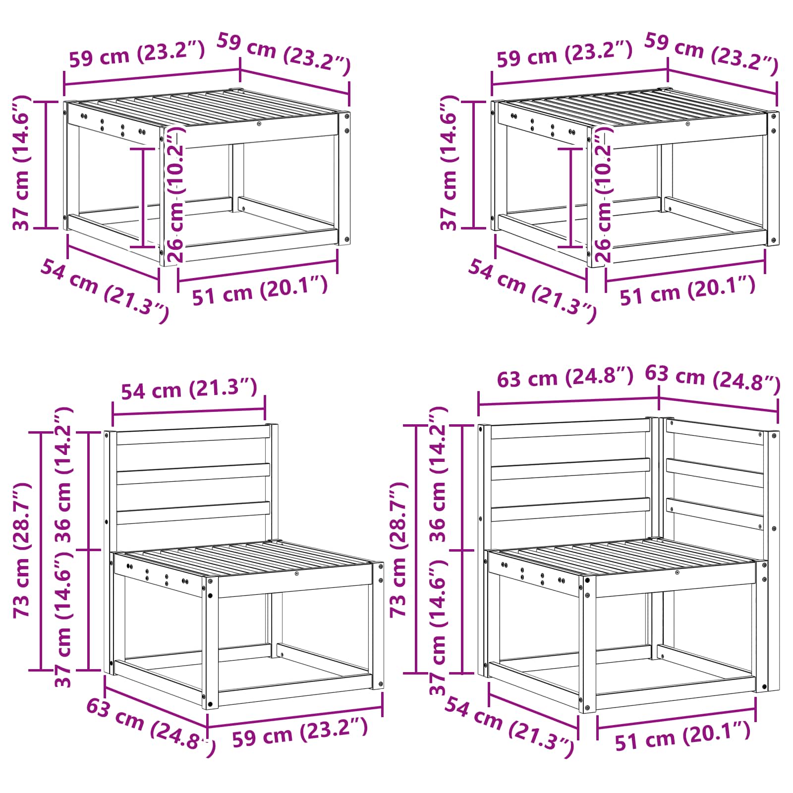 Buiten bankenset 9 pcs Naturel Massief Acaciahout image 11