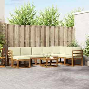 Zunanja garnitura za sedenje z blazino 9 pcs Naravna in smetana