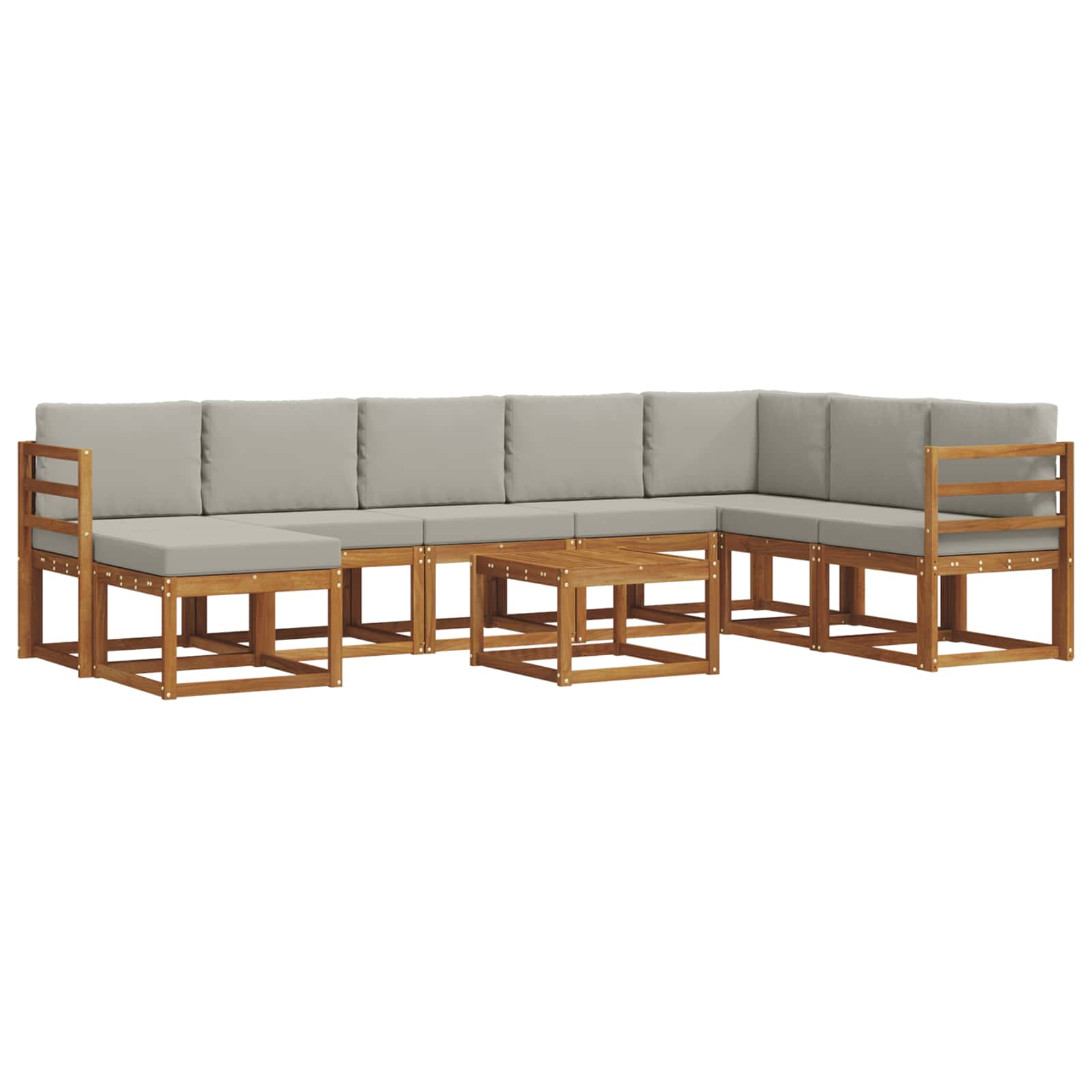 Thumbnail - vidaXL Outdoor-Sofagarnitur mit Kissen 9 pcs Natürlich und Hellgrau