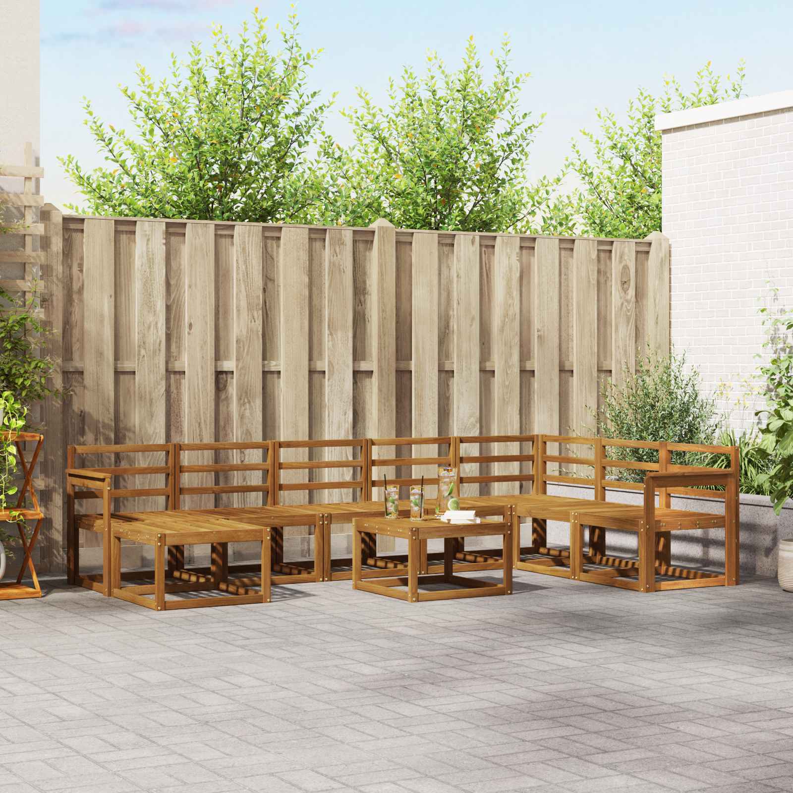 vidaXL Outdoor-Sofagarnitur 9 pcs Natur Massivholz Akazie