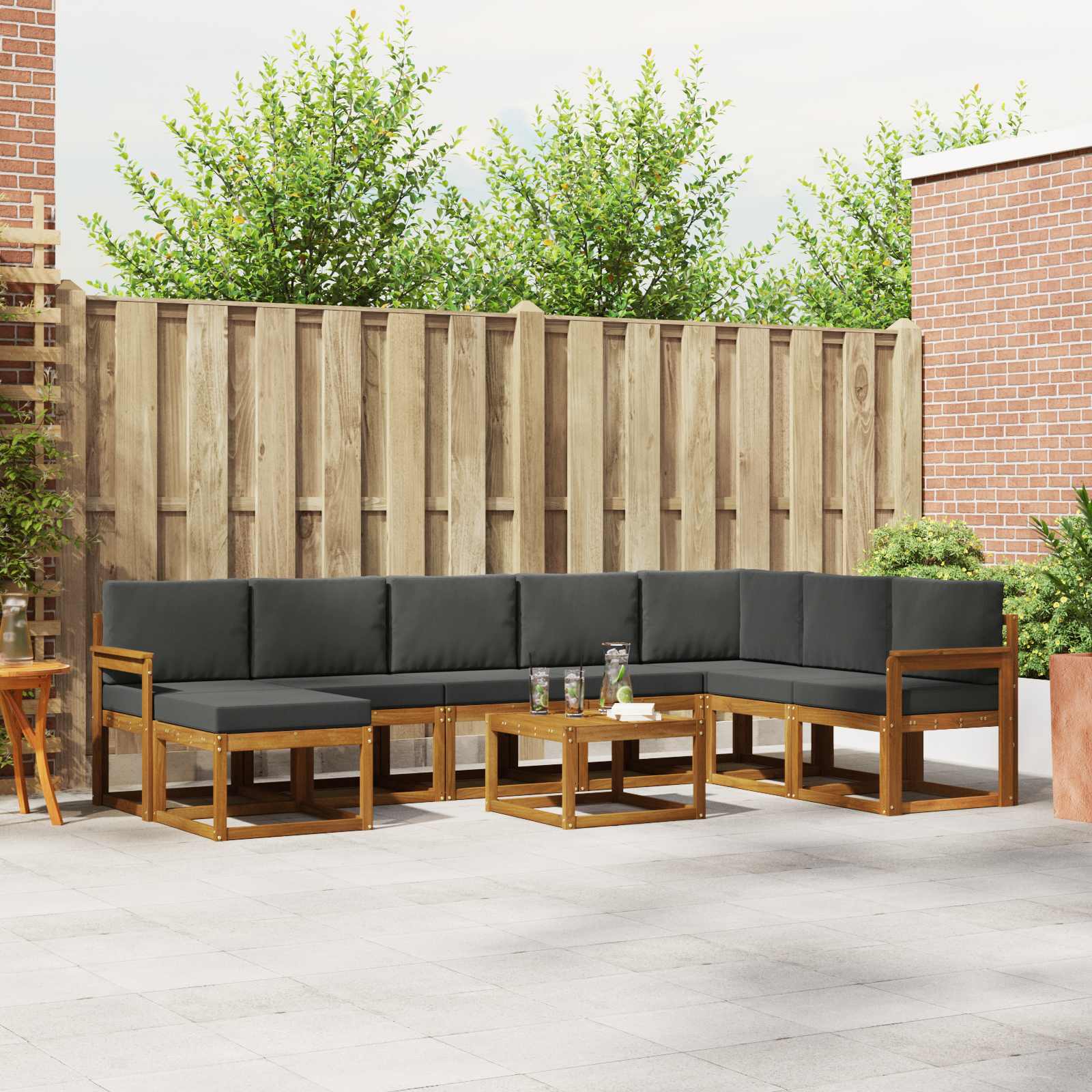 Zunanja garnitura za sedenje 9 pcs Naravna in antracitna