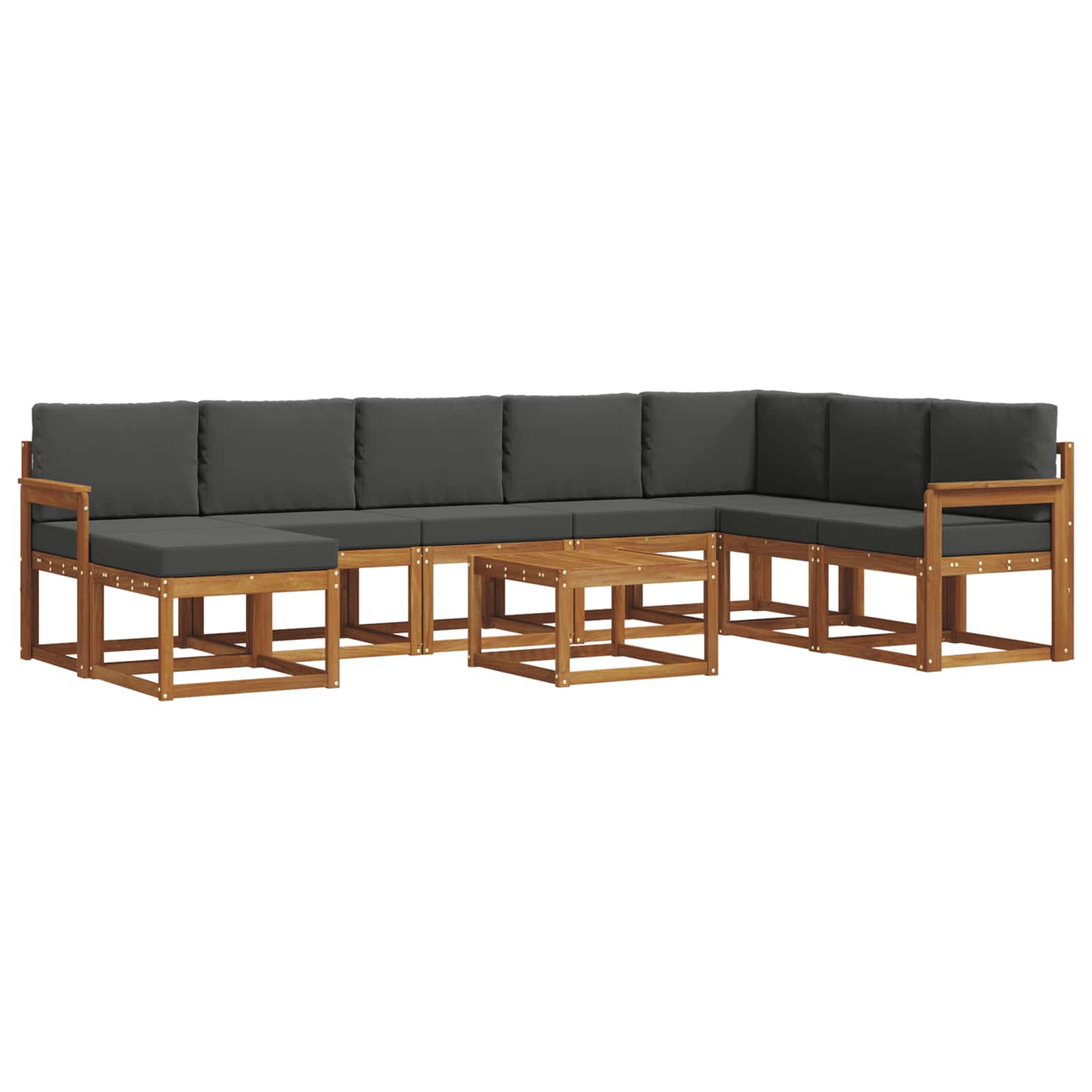 Zunanja garnitura za sedenje 9 pcs Naravna in antracitna - slika 2