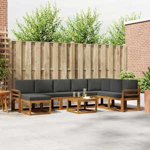 Zunanja garnitura za sedenje 9 pcs Naravna in antracitna