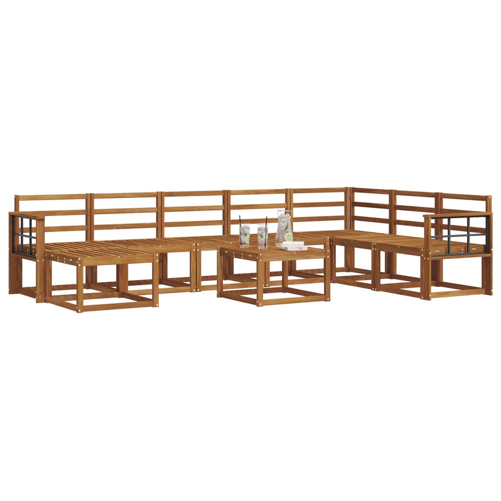 Buiten bankenset 9 pcs Naturel Massief Acaciahout image 3