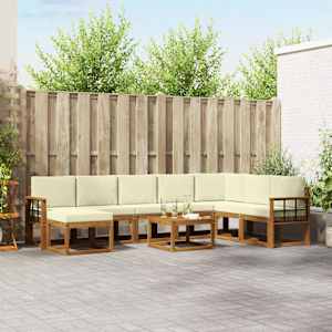 Zunanja garnitura za sedenje z blazino 9 pcs Naravna in smetana