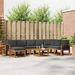 Zunanja garnitura za sedenje 9 pcs Naravna in antracitna