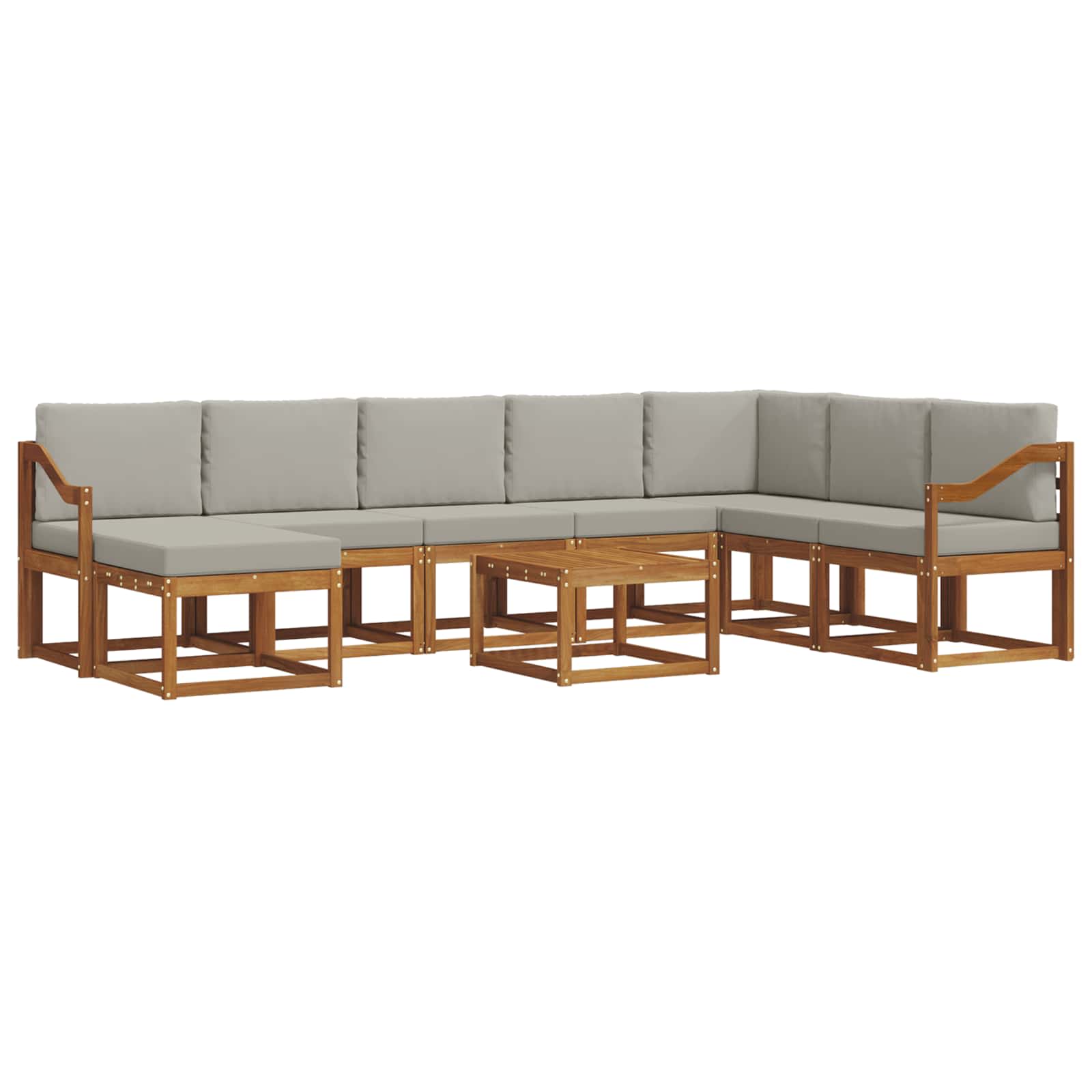 Zunanja garnitura za sedenje 9 pcs Naravna in svetlo siva - slika 2