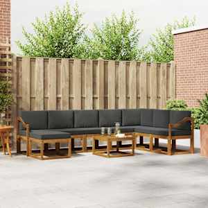 Zunanja garnitura za sedenje 9 pcs Naravna in antracitna