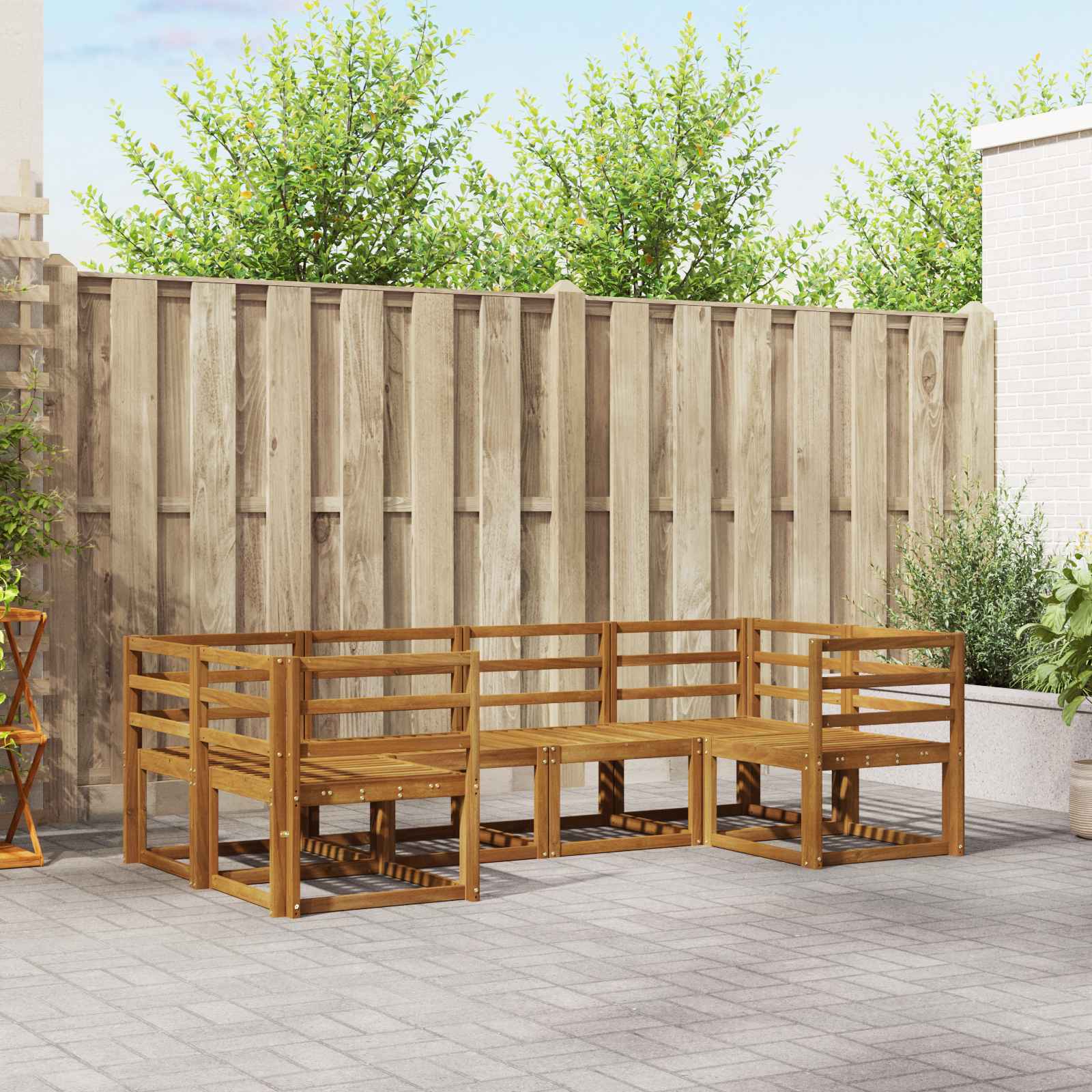 Buiten bankenset 6 pcs Naturel Massief Acaciahout image 1